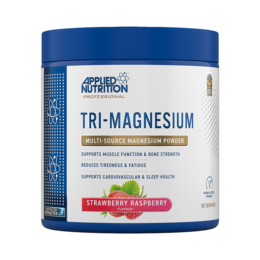 Applied Nutrition Supplement 50 Serve Tub (200g) / Strawberry Raspberry Tri-Magnesium Powder XMiles