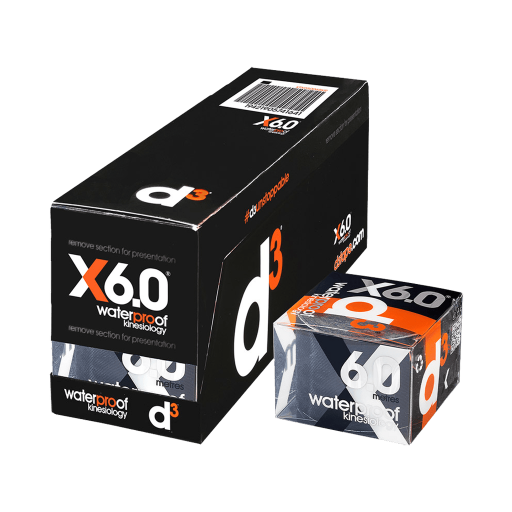 d3 Tape Tape Standard (50mm x 6m) / Black X6.0 Waterproof Kinesiology Tape XMiles