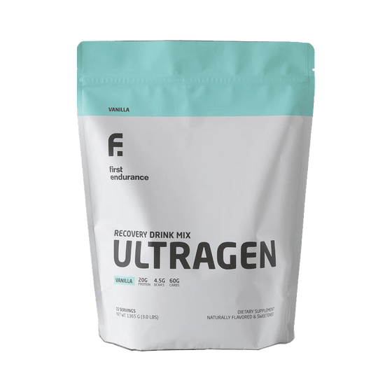 First Endurance Protein Drink 15 Serving Pouch (1365g) / Vanilla Ultragen Recovery Drink XMiles