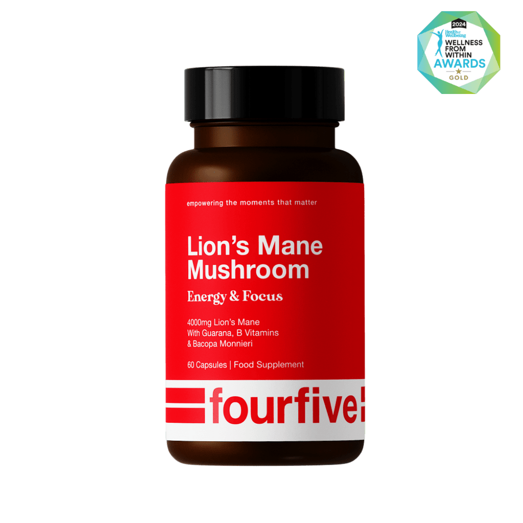 fourfive Supplement 60 Capsule Tub Lion's Mane Mushroom: Energy & Focus Capsules XMiles