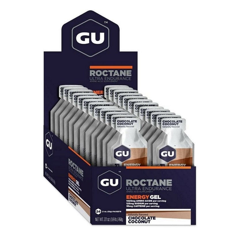 GU Gels Box of 24 / Chocolate Coconut Roctane Energy Gel XMiles