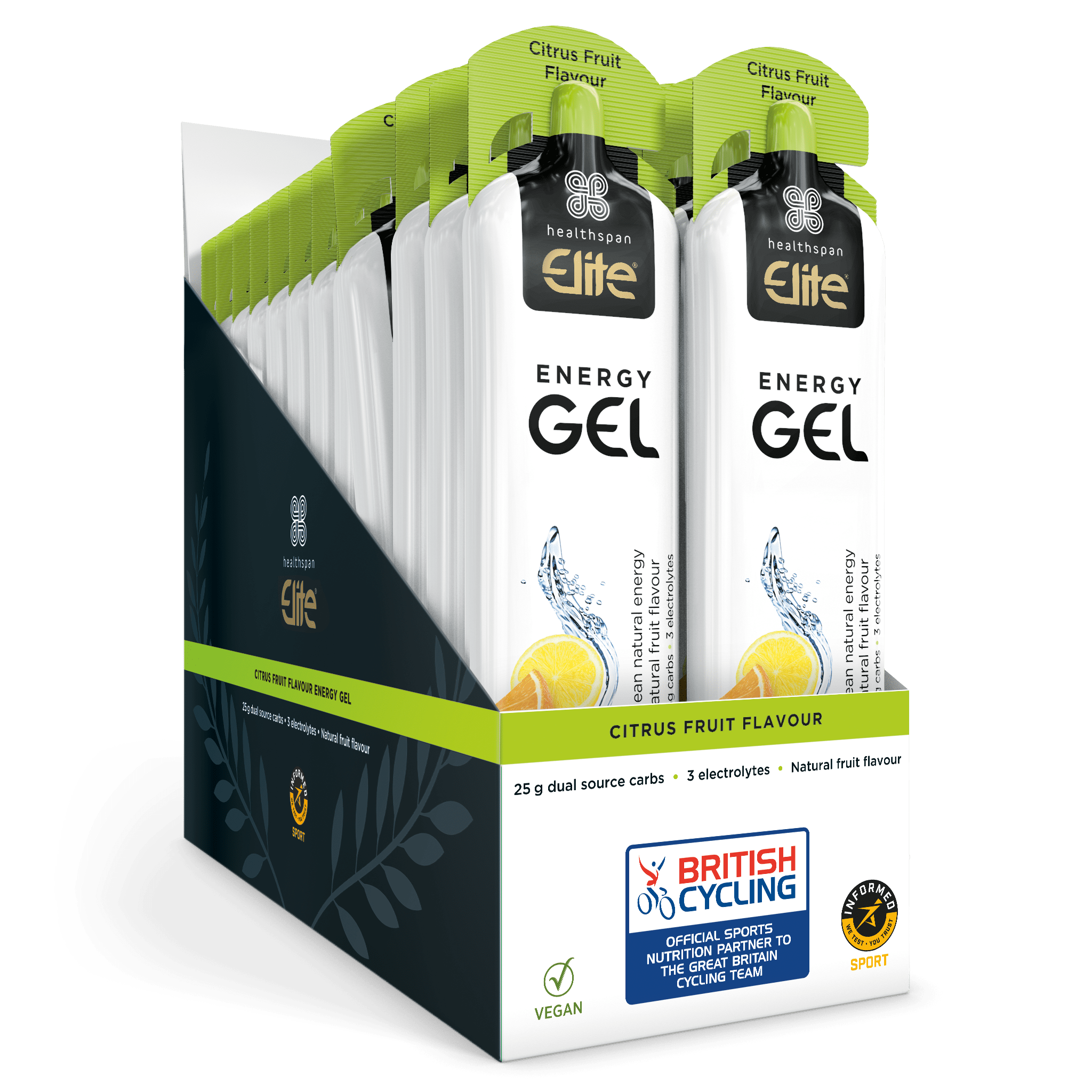 Healthspan Elite Gels Box of 24 / Citrus Fruit Elite Energy Gel XMiles