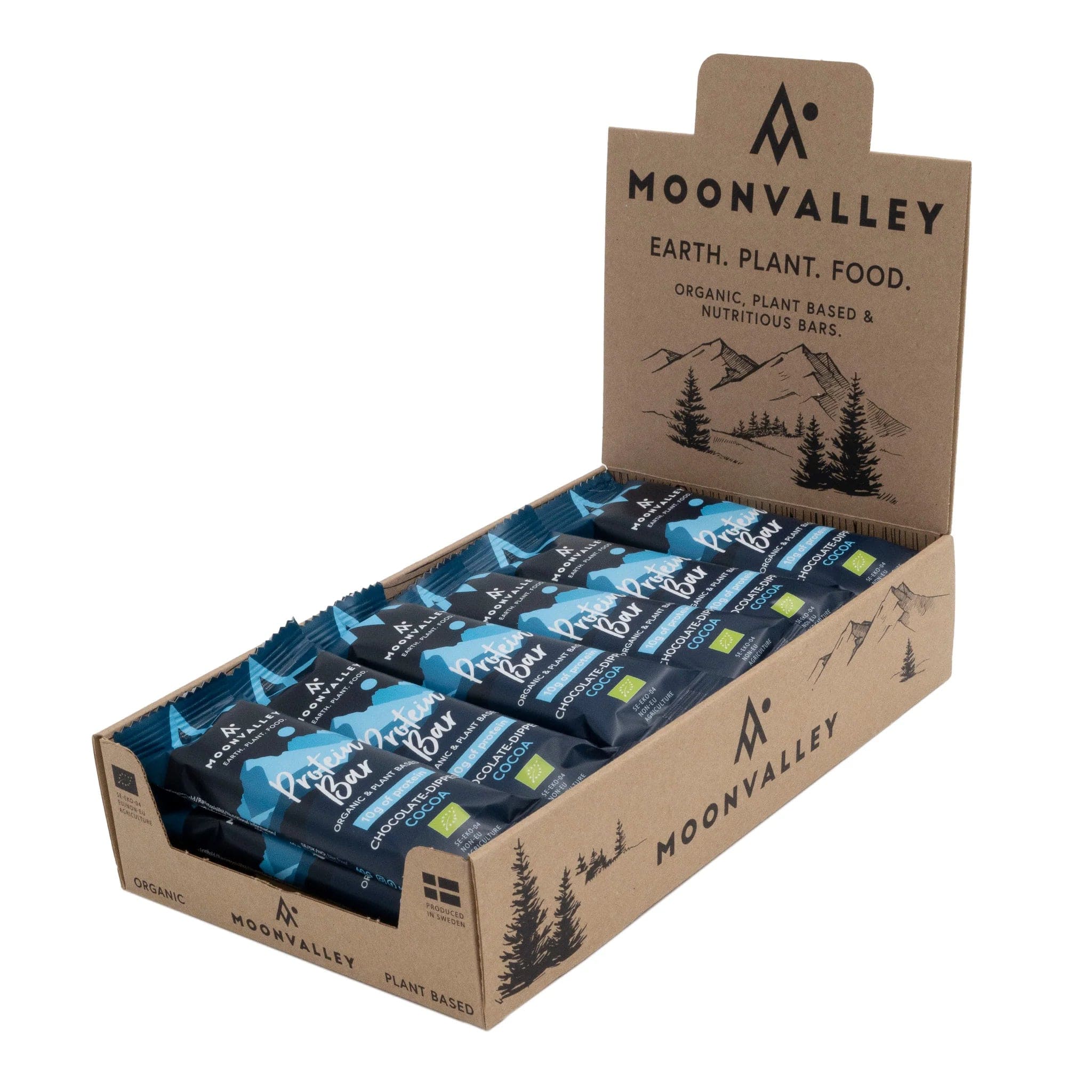 Moonvalley Protein Bar Box of 18 / Cocoa Organic Protein Bar Chocolate-Dipped (60g) XMiles