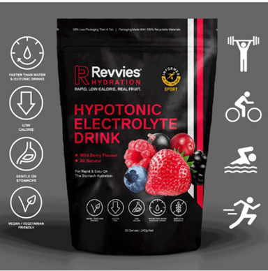 Revvies Supplement 240g 30 serves per pack / Wild Berry Hypotonic Electrolyte Drink XMiles