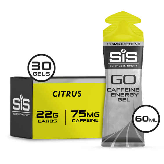 SiS Gels Box of 30 / Citrus GO Energy + Caffeine Gel XMiles