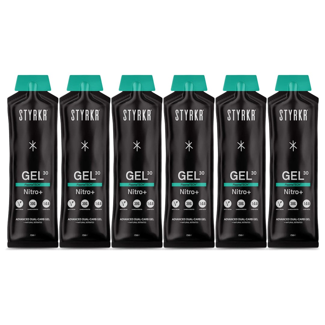STYRKR Gels Pack of 6 / New 72g GEL30 Nitro+ Dual-Carb Gel XMiles