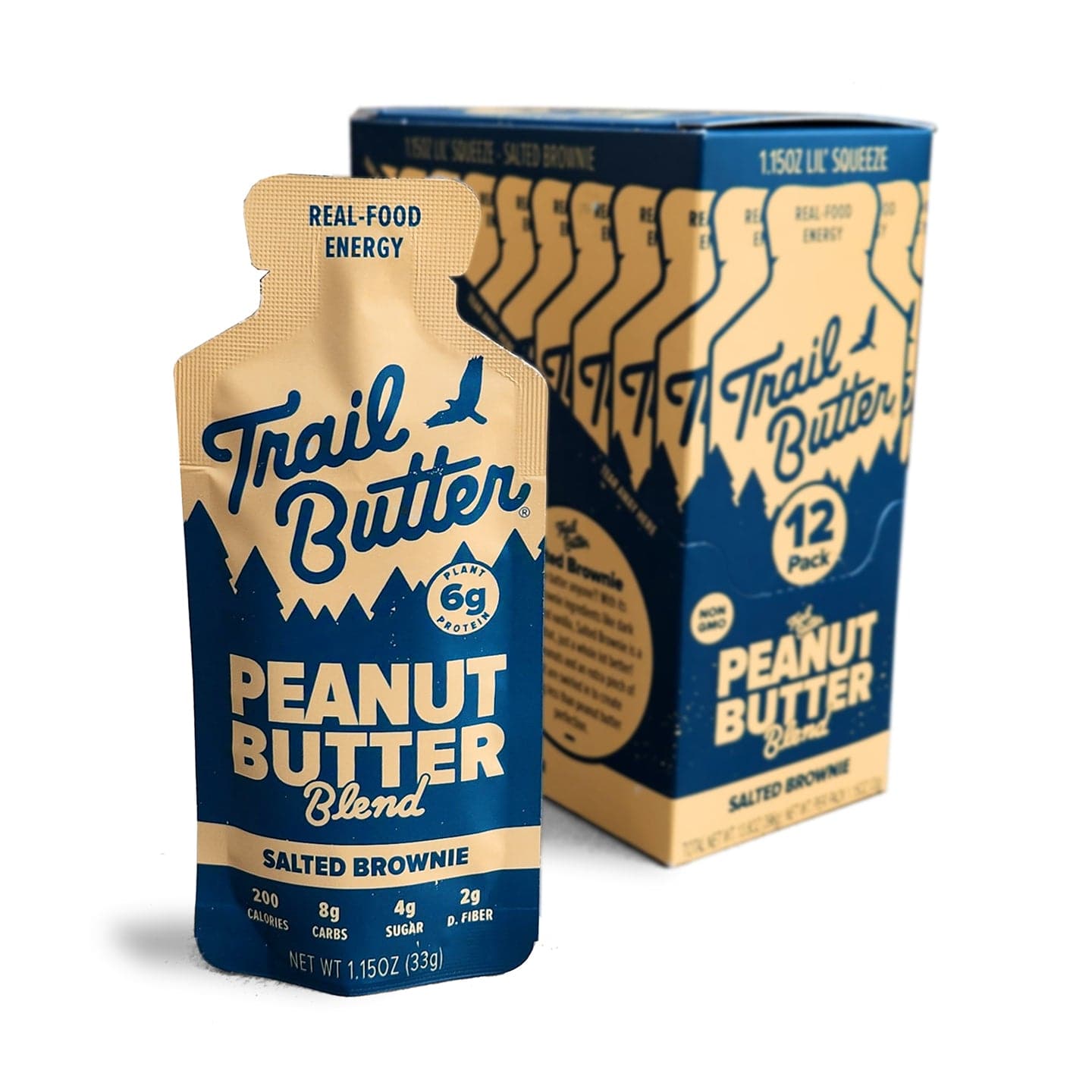 Trail Butter Nut Butter Box of 12 / Salted Brownie and Peanut Nut Butter ‘Lil Squeeze’ Pouches XMiles