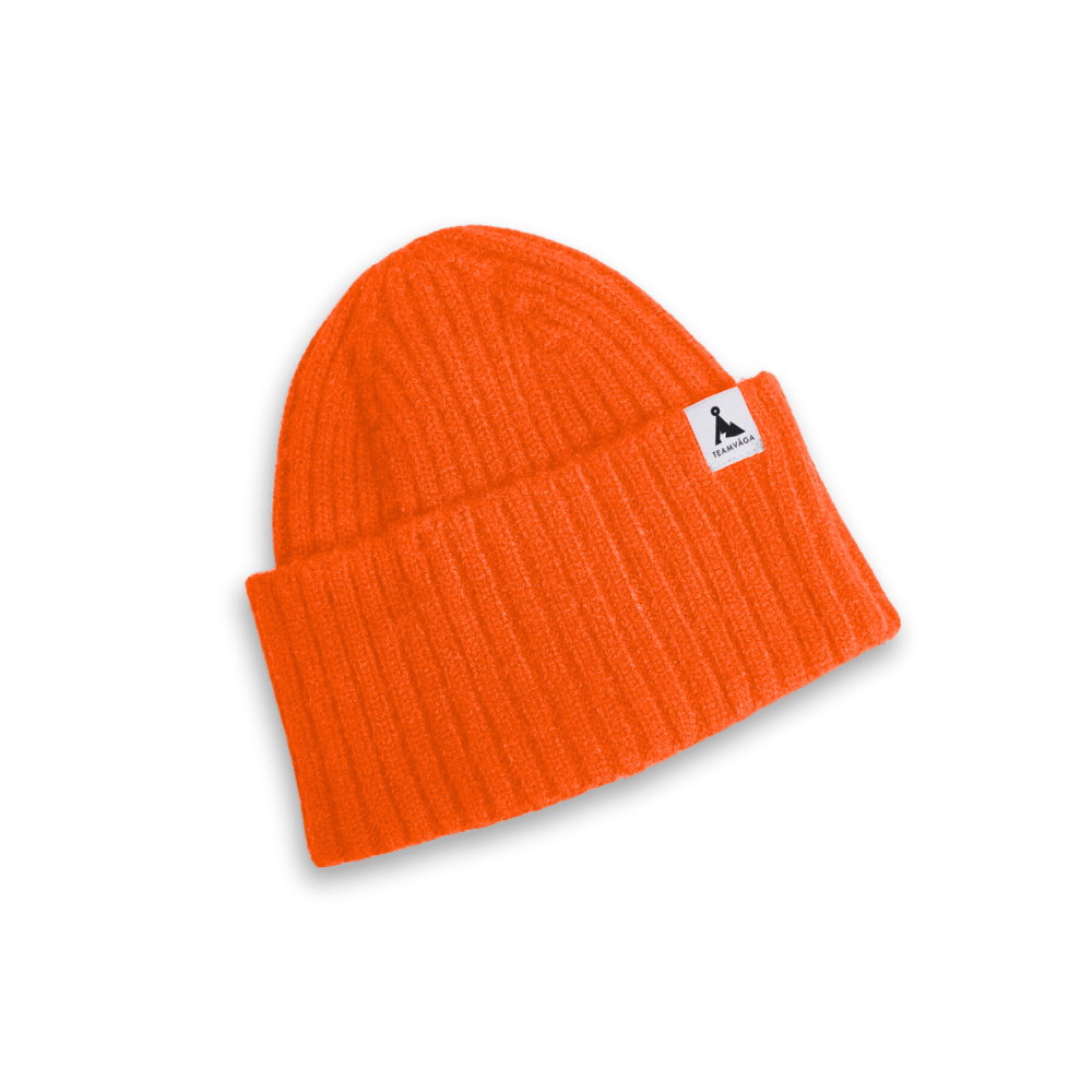 VÅGA Headwear Neon Orange / Flame Red Ribbed Beanie XMiles