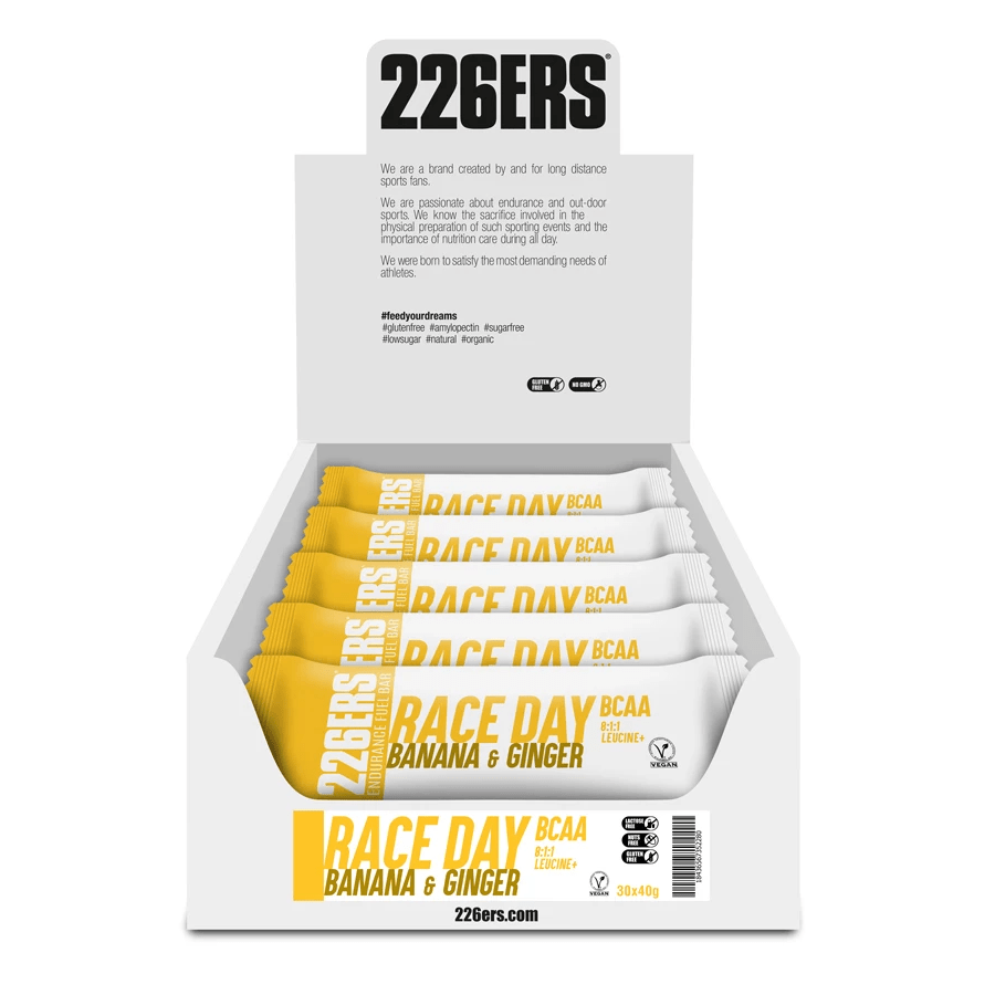226ers Energy Bars Box of 30 / Banana & Ginger Race Day BCAA Vegan Energy Bar XMiles