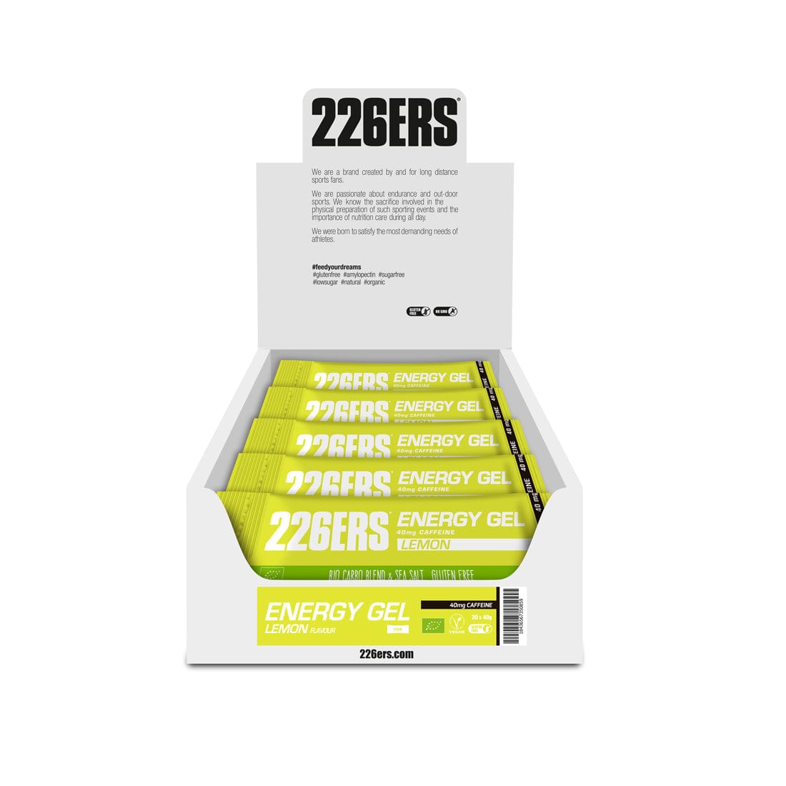 226ers Gels Box of 30 / Lemon (80mg caffeine) BIO Energy Gel XMiles