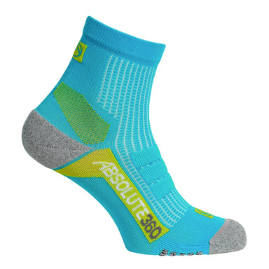 Absolute 360 Socks Small / Turquoise / Lime Performance Running Socks Quarter XMiles