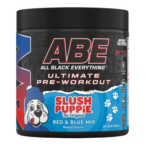 Applied Nutrition Supplement 30 Serving Tub (375g) / Slush Puppie® Red & Blue Mix ABE - All Black Everything Ultimate Pre-Workout Drink XMiles
