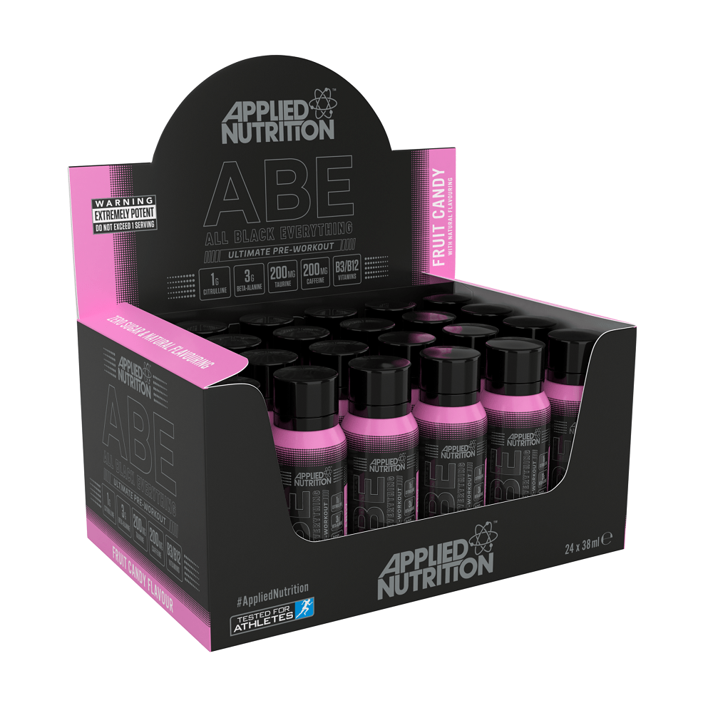 Applied Nutrition Supplement Box of 12 / Fruit Candy ABE - All Black Everything Pre-Workout Shot XMiles