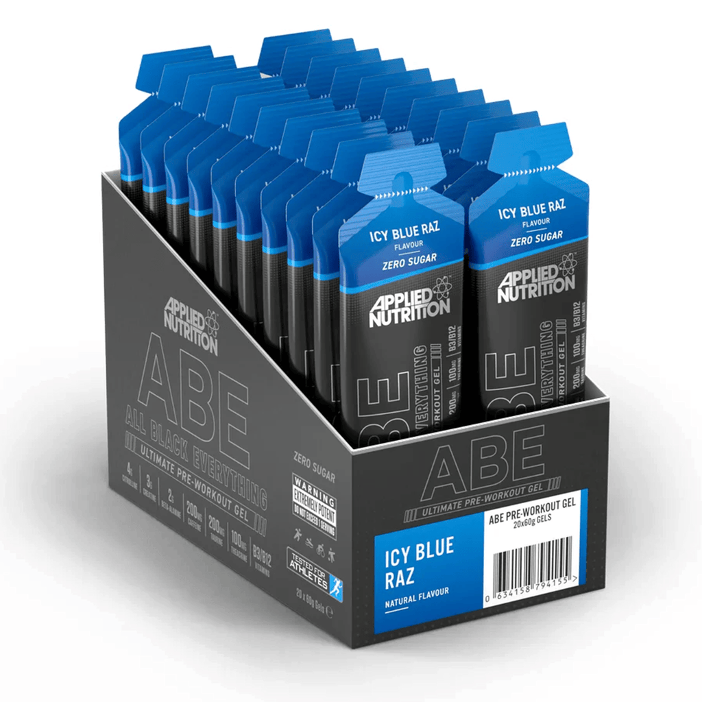Applied Nutrition Supplement Box of 20 / Icy Blue Raz ABE - All Black Everything Pre-Workout Gel XMiles
