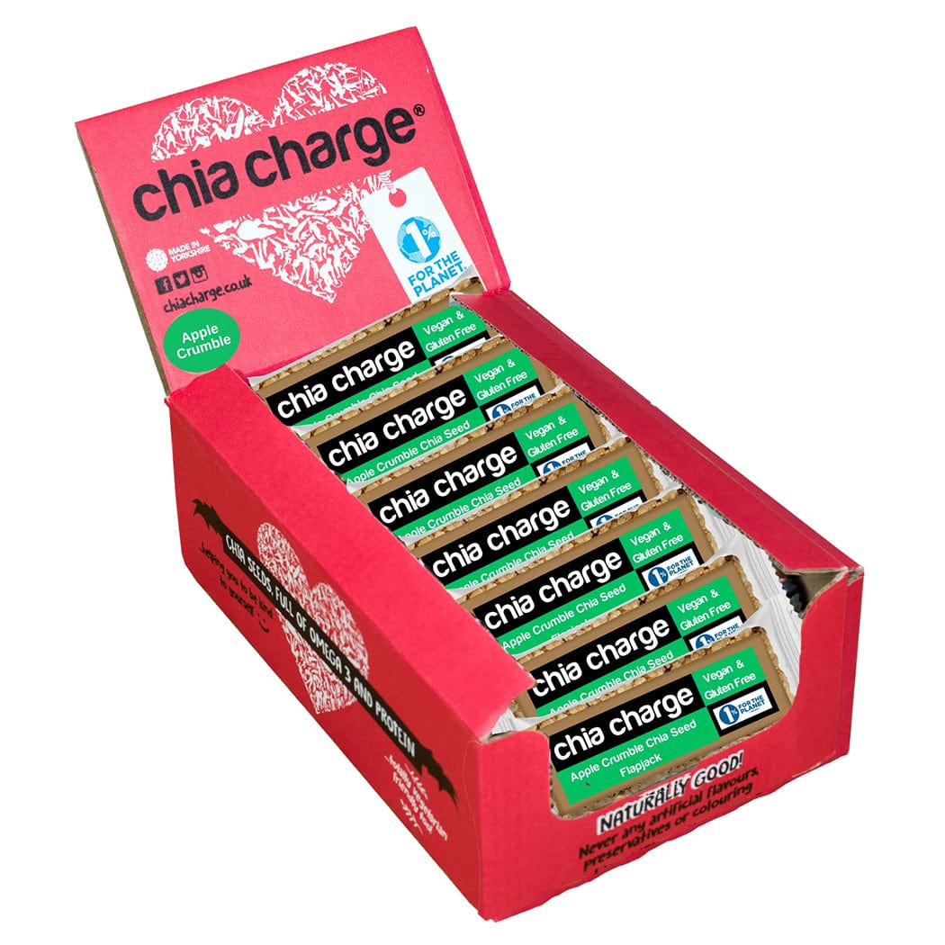Chia Charge Energy Bars Box of 20 / Apple Crumble Chia Energy Mini Flapjack XMiles
