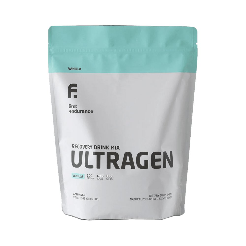 First Endurance Protein Drink 15 Serving Pouch (1365g) / Vanilla Ultragen Recovery Drink XMiles