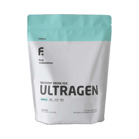 First Endurance Protein Drink 15 Serving Pouch (1365g) / Vanilla Ultragen Recovery Drink XMiles