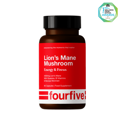 fourfive Supplement 60 Capsule Tub Lion's Mane Mushroom: Energy & Focus Capsules XMiles
