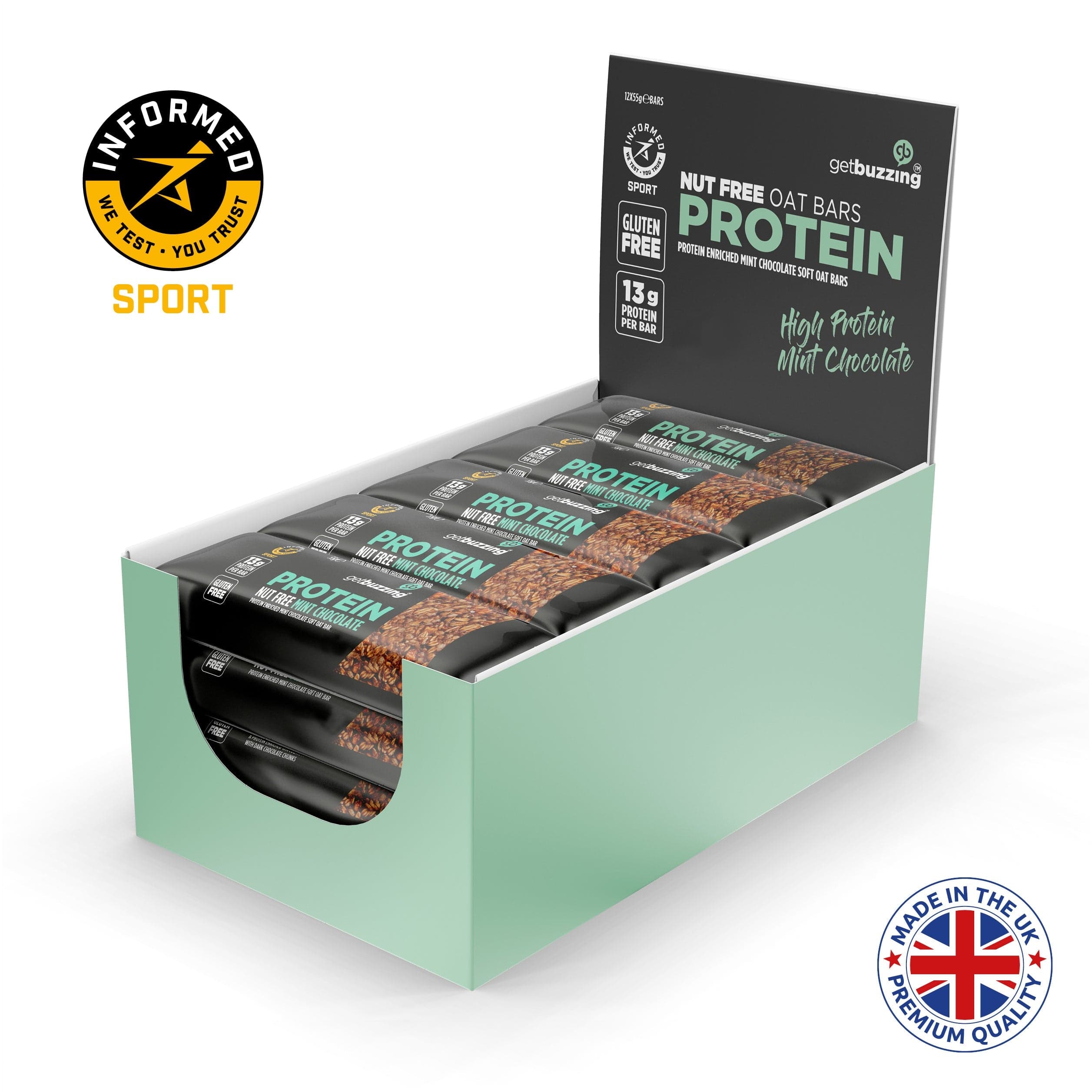 Getbuzzing Energy Bars Box of 12 / Mint Chocolate Getbuzzing Protein Flapjack XMiles