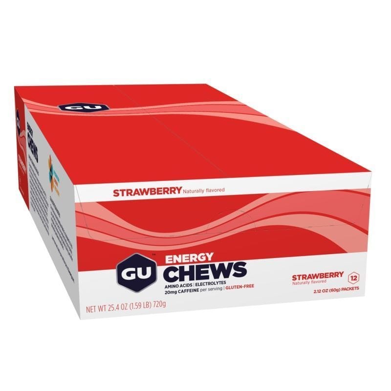 GU Chews Box of 12 / Strawberry (Caffeine) GU Energy Chews XMiles