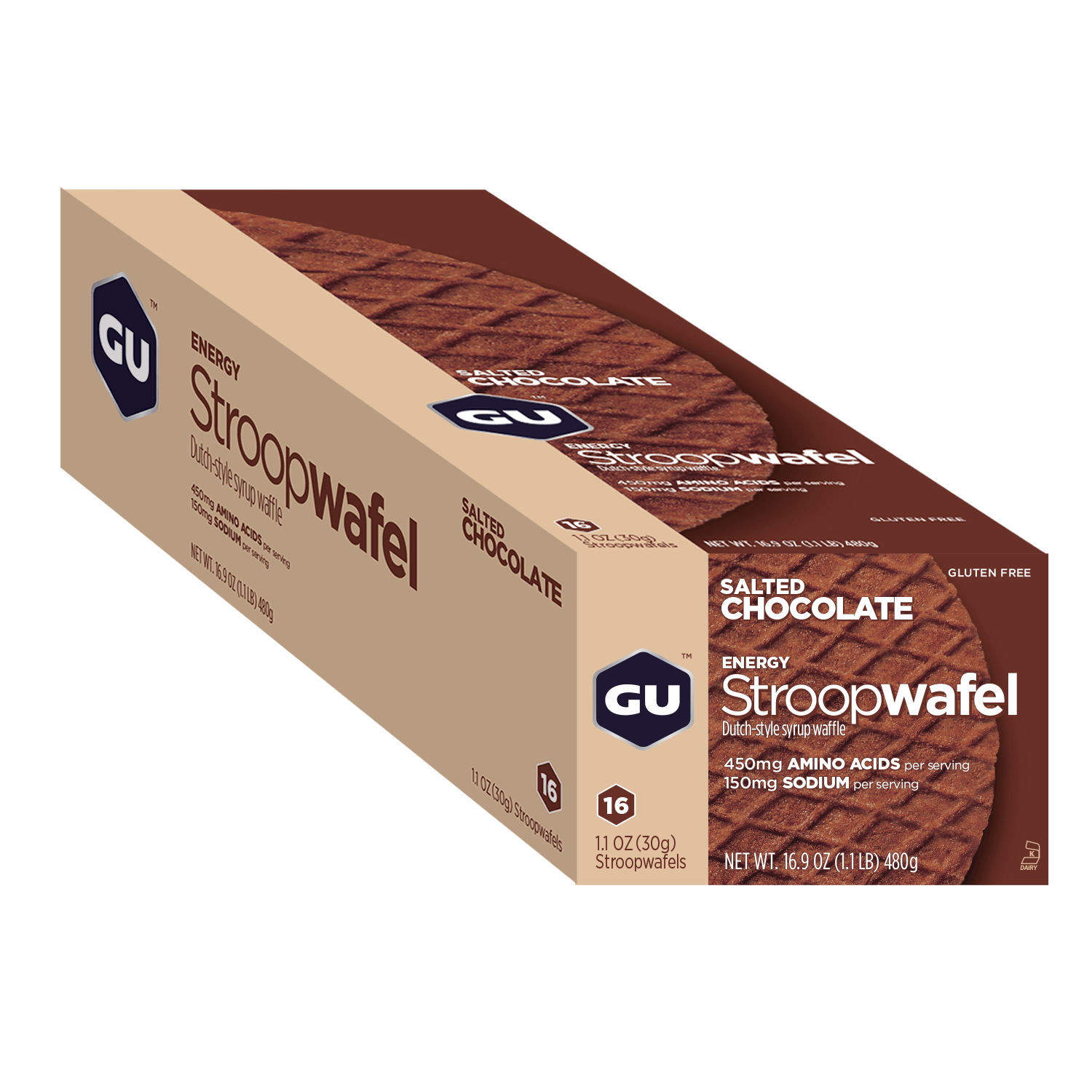 GU Energy Bars Box of 16 / Salted Chocolate GU Energy Stroopwafel XMiles