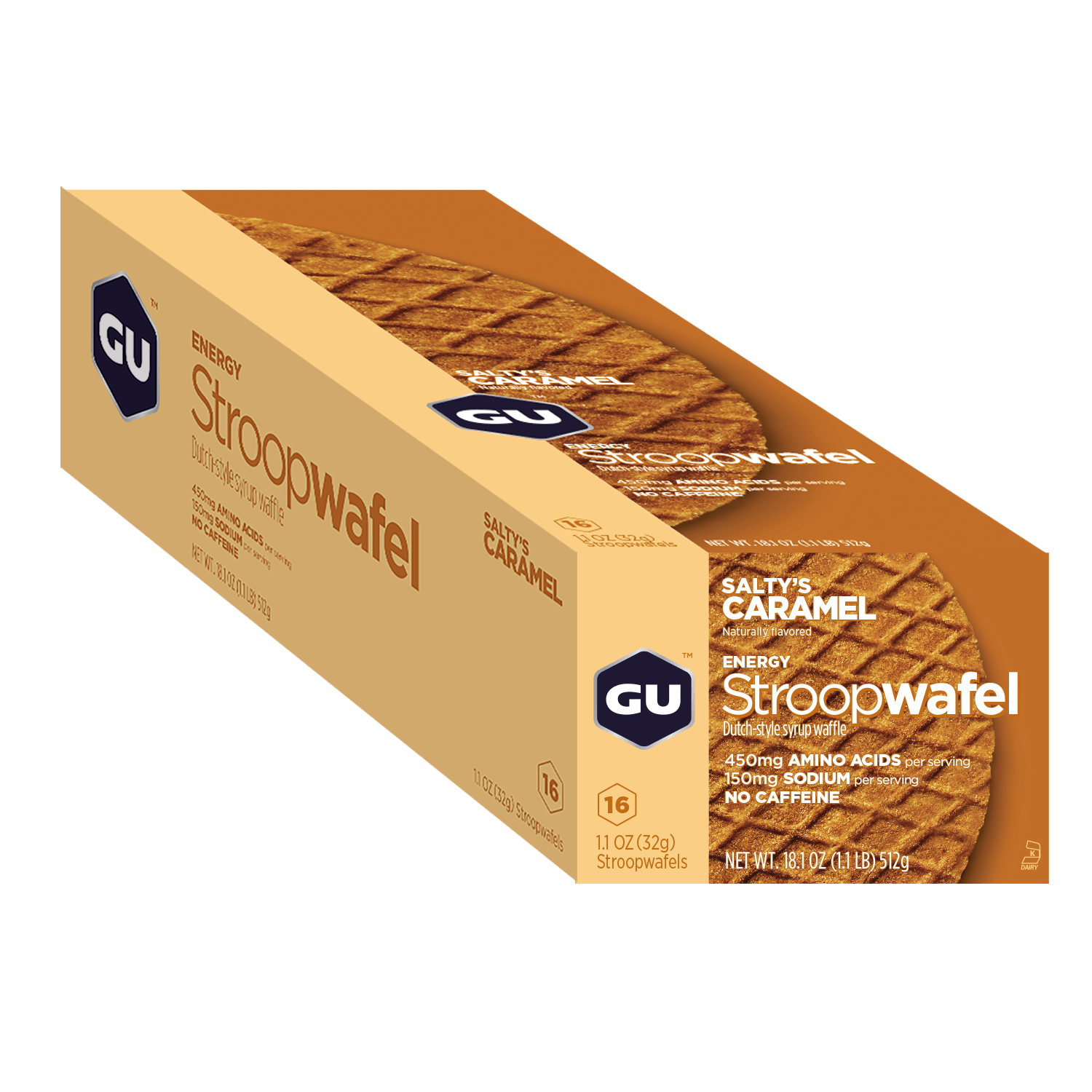 GU Energy Bars Box of 16 / Salty's Caramel GU Energy Stroopwafel XMiles