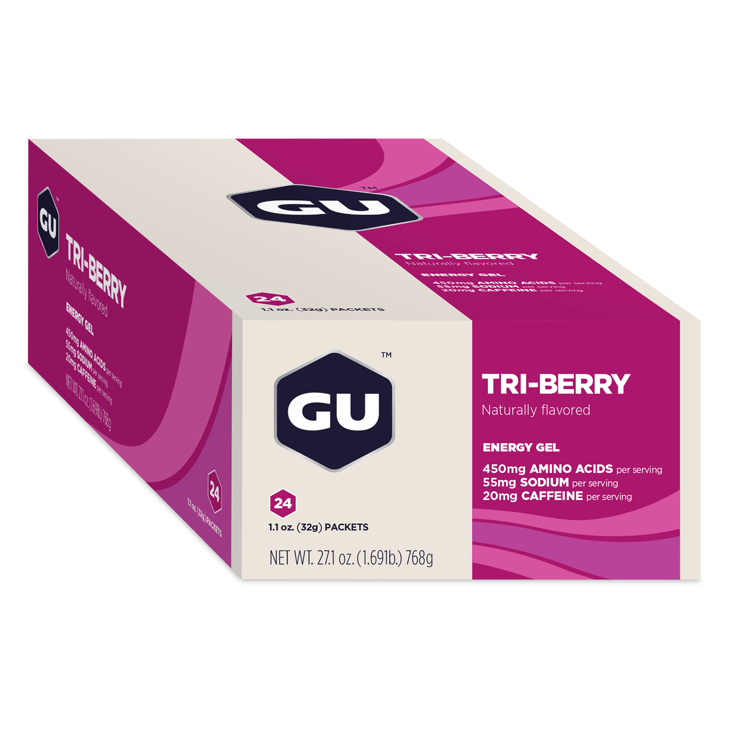 GU Gels Box of 24 / Tri - Berry GU Energy Gel XMiles