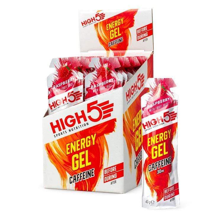 High5 Gels Box of 20 / Raspberry Energy Gel w/ Caffeine (40g) XMiles