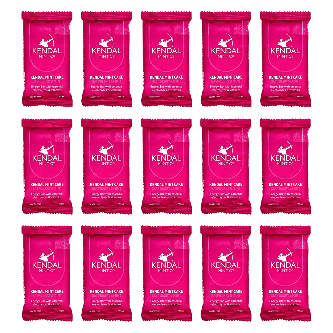 Kendal Mint Co. Energy Bars Pack of 15 / Raspberry & Mint KMC NRG BAR Kendal Mint Cake Pocket-Sized Recharged XMiles