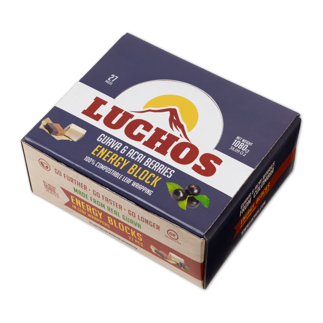 Luchos Energy Bars Box of 27 / Guava & Acai Berries Guava Energy Blocks XMiles