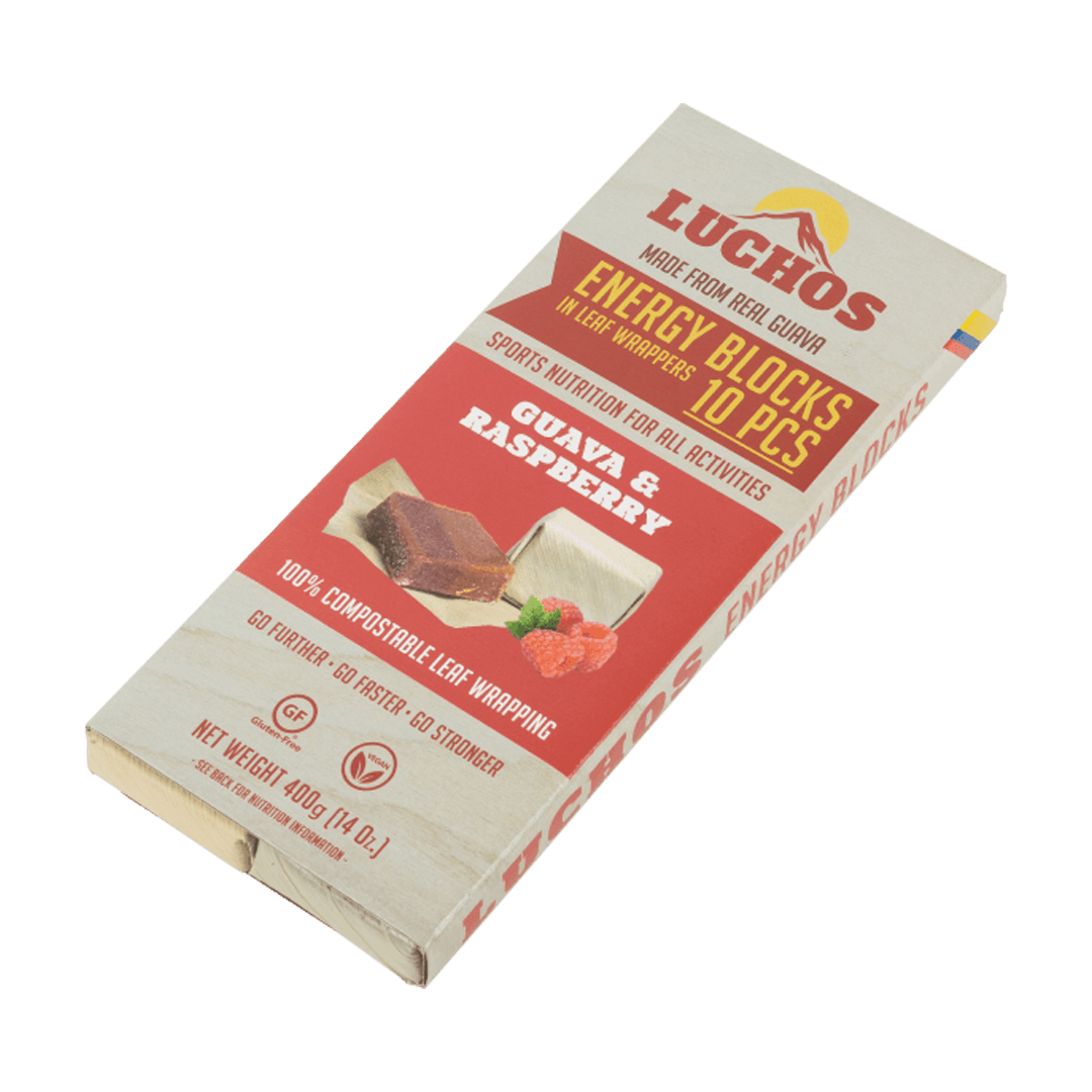 Luchos Energy Bars Pack of 10 / Guava with Raspberry Guava Energy Blocks XMiles