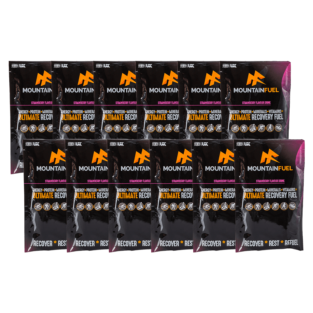 Mountain Fuel Protein Drink Pack of 12 / Strawberry Ultimate Recovery Fuel XMiles