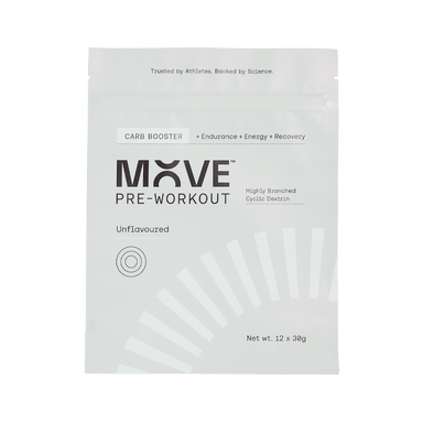 MOVE Pre-Workout Box of 12 / Unflavoured Carb Booster XMiles