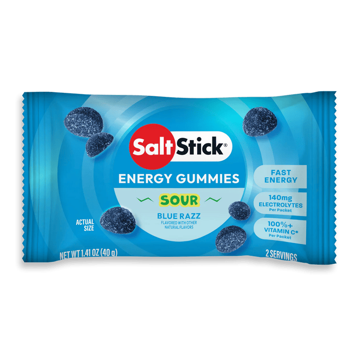 SaltStick Chews Single Serve / Sour Blue Raz Energy Gummies XMiles