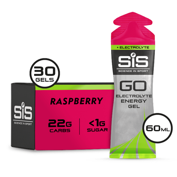 SiS Gels Box of 30 / Raspberry GO Energy + Electrolyte Gel XMiles