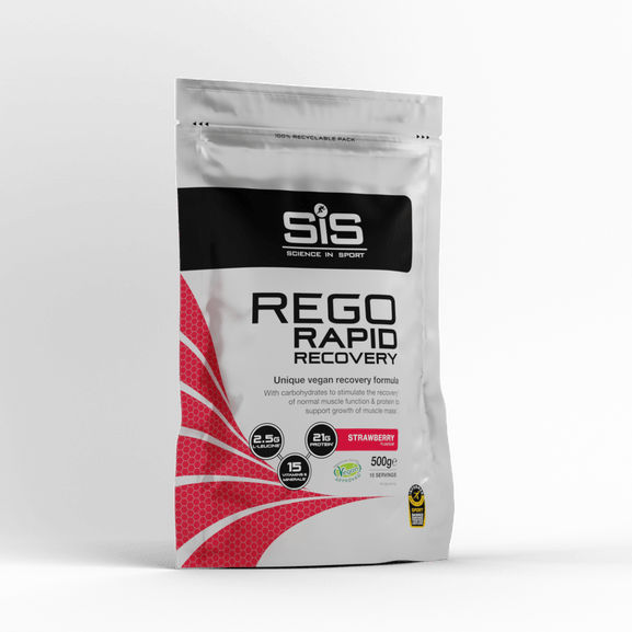SiS Protein Drink 10 Serving Pouch (500g) / Strawberry REGO Rapid Recovery XMiles