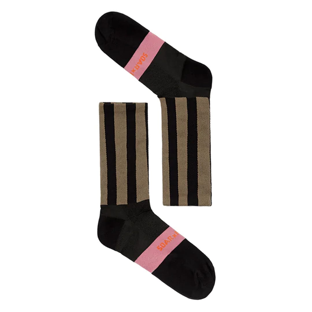 Soar Socks M / Black/Brown Stripe Crew Sock XMiles