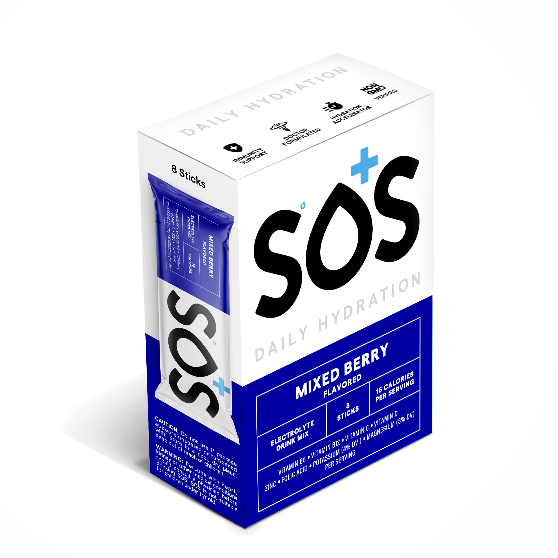 SOS Electrolyte Drinks Box of 8 / Mixed Berry SOS Daily Hydrate XMiles