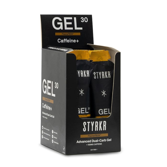 STYRKR Gels Box of 12 / Caffeine + GEL30 Caffeine+ Dual-Carb Gel XMiles