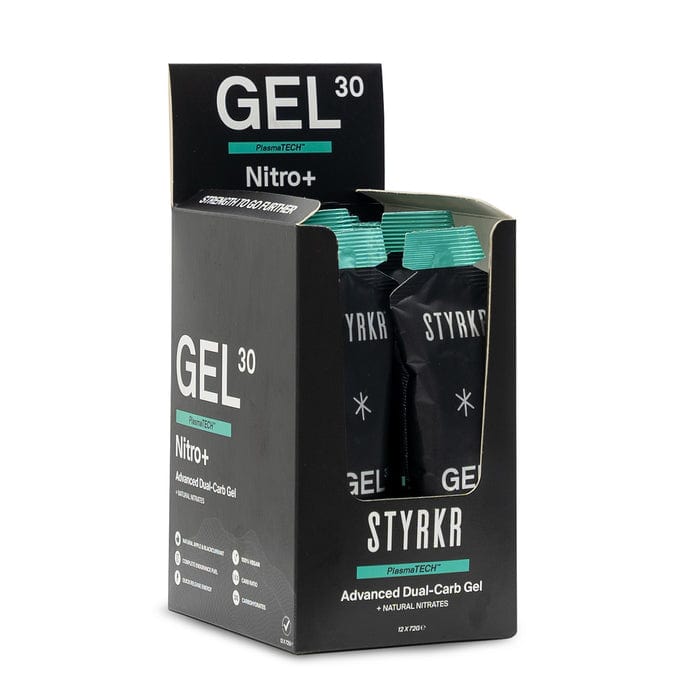 STYRKR Gels Box of 12 / New 72g GEL30 Nitro+ Dual-Carb Gel XMiles