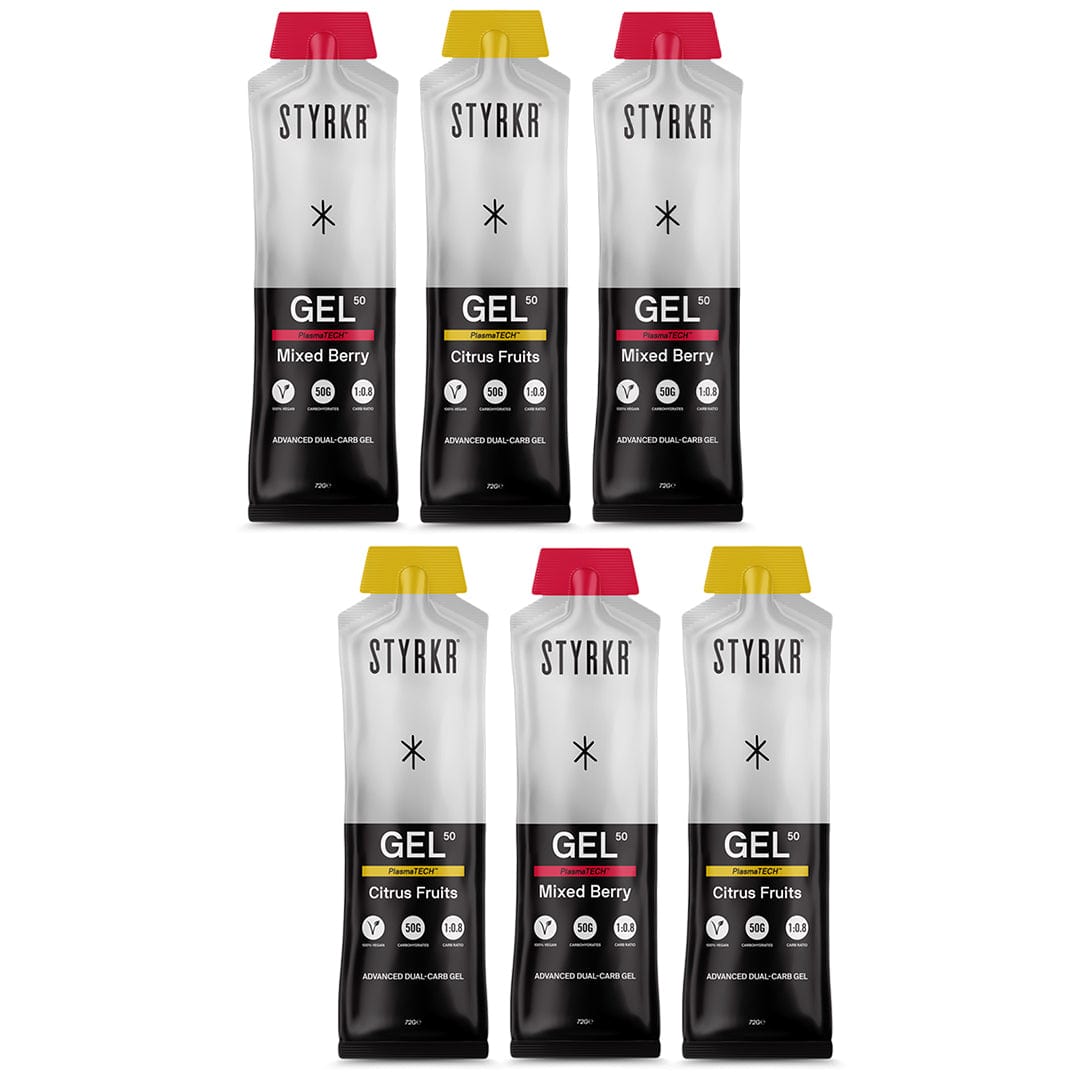 STYRKR Gels Pack of 6 / Mixed GEL50 Dual-Carb Gel XMiles