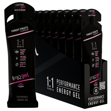 Torq Gels Box of 12 / Forest Fruits (Caffeine) 1:1 Proto Energy Gel XMiles