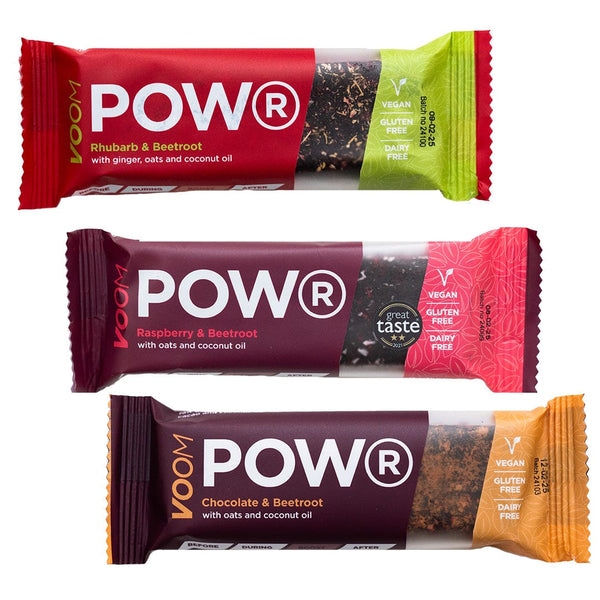 VOOM Energy Bars Box of 12 (12 x 50g) / Mixed Powr Plant Energy Bars w/ Beetroot XMiles