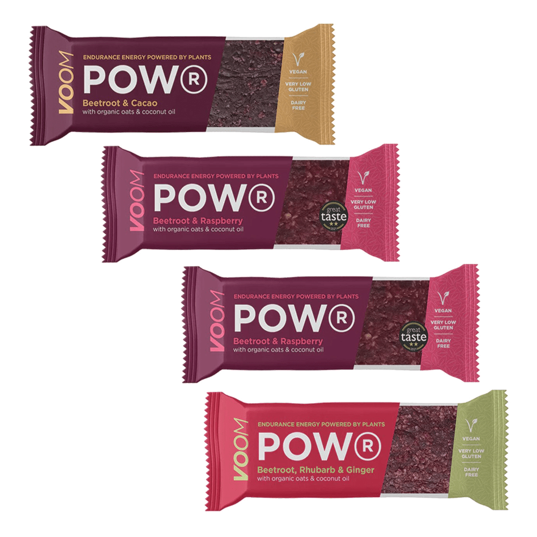 Voom Energy Bars Pack of 4 / Mixed Powr Plant Energy Bars w/ Beetroot XMiles