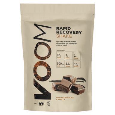VOOM Protein Drink 14 Serving Pouch (900g) / Belgian Chocolate & Vanilla Rapid Recovery Protein XMiles