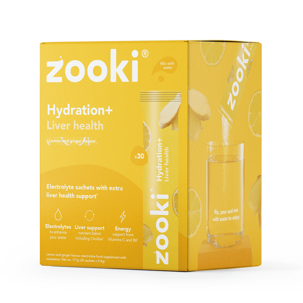 Zooki Electrolyte Drinks Box of 30 / Liver Health (Lemon & Ginger) Hydration+ XMiles