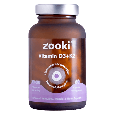 Zooki Supplement 30 Serve Jar Vitamin D3+K2 Capsules XMiles