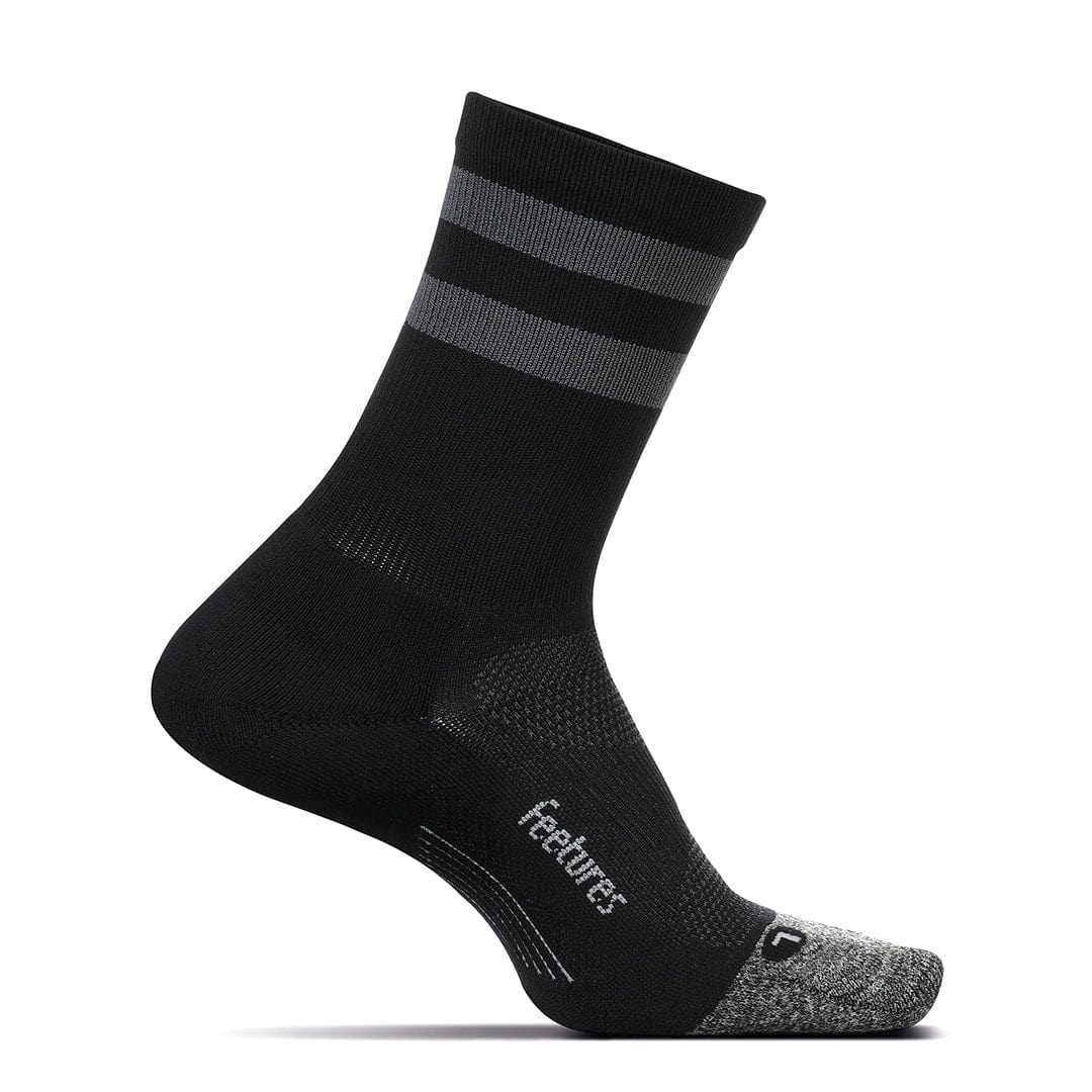 Feetures Socks Black High Top Stripe / M Elite Light Cushion Mini Crew Running Sock XMiles