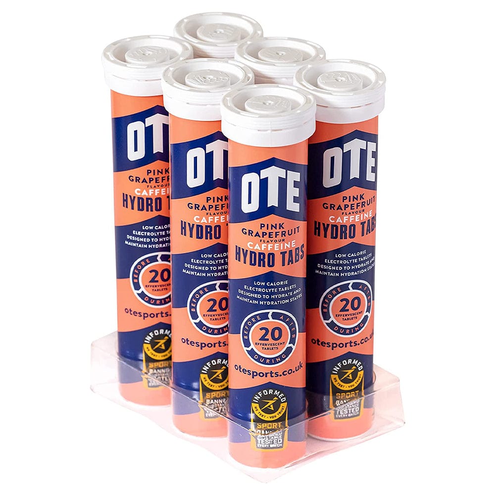 OTE Electrolyte Drinks Pink Grapefruit (50mg Caffeine) / Box of 6 Tubes OTE Hydro Tabs XMiles
